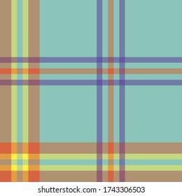 Seamless vector cyan multicolor plaid pattern
