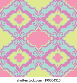 Seamless vector damask pattern,colorful oriental background