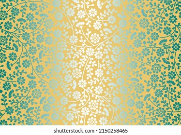 Seamless vector damask silver shiny texture. Blossom floral pattern, flower leaves branches background. Luxury wrapping paper design, web page fill, backdrop
