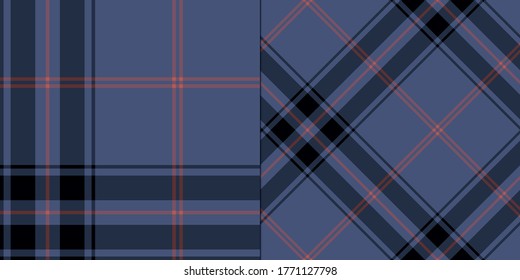 Nahtlose Vektorgrafik dunkelblaues Tartan-Muster. Plaid Hintergrund. Klassisches Modedesign. Für Design, Gewebe, Textilien, Umhüllung usw.