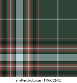 Seamless vector dark green tartan pattern. Plaid background. Classic fashion ornate pattern. Design for fabric, cover, textile, wrapping.