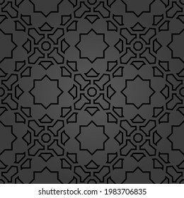 Seamless vector dark ornament in arabian style. Geometric abstract background. Pattern for wallpapers and backgrounds