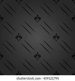 Seamless vector dark ornament. Modern geometric pattern with royal lilies