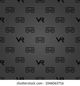 Seamless vector dark pattern with VR logos. Virtual reality logos