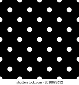 Seamless vector dark pattern with white polka dots on black background