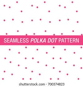 Seamless Vector Dark Pink Polka Dot on White Background for flyers, postcards, web, scrapbook