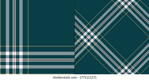 Seamless vector dark turquoise plaid pattern. Tartan background. Classic pattern. For fabric, design, textile, wrapping, cover etc.