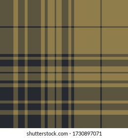 Patrón de plaid amarillo oscuro vector sin foco. Antecedentes de Tartán. Patrón clásico. Para tela, textil, envoltura, cubierta, etc.