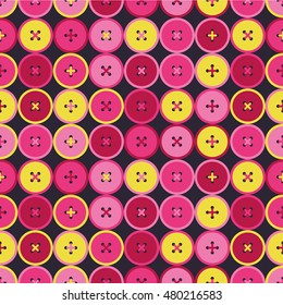 Seamless vector decorative background with buttons. Print. Cloth design, wallpaper.