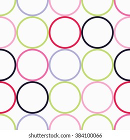 Seamless vector decorative background with circles, buttons and polka dots. Print. Cloth design, wallpaper.