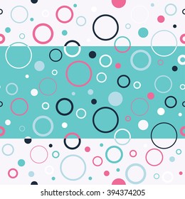Seamless vector decorative background with circles and polka dots