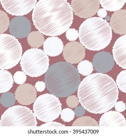 Seamless vector decorative background with circles and polka dots. Print. Cloth design, wallpaper.