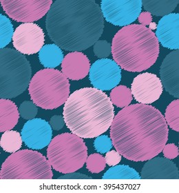 Seamless vector decorative background with circles and polka dots. Print. Cloth design, wallpaper.