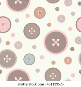Seamless vector decorative background with circles, buttons and polka dots. Print. Cloth design, wallpaper.