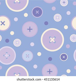 Seamless vector decorative background with circles, buttons and polka dots. Print. Cloth design, wallpaper.