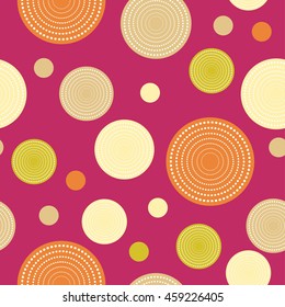 Seamless vector decorative background with circles and polka dots. Print. Cloth design, wallpaper.