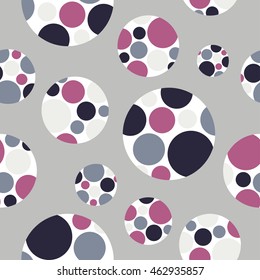 Seamless vector decorative background with circles and polka dots. Print. Cloth design, wallpaper.