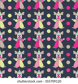 Seamless vector decorative background with clowns