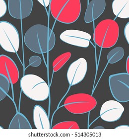 Seamless vector decorative background with color elegant leaves