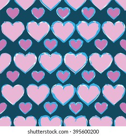 Seamless vector decorative background with hearts. Print. Repeating background. Cloth design, wallpaper.