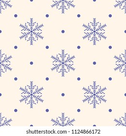 Seamless vector decorative christmas  pattern with snowflakes . Background for printing on paper, wallpaper, covers, textiles, fabrics, for decoration, decoupage, scrapbooking and other