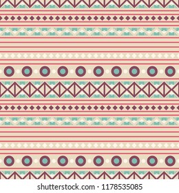 Seamless vector decorative ethnic pattern with geometric ornaments. Background for printing on paper, wallpaper, covers, textiles, fabrics, for decoration, decoupage, scrapbooking and other 