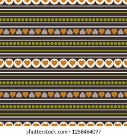Seamless vector decorative ethnic pattern with romantic ornaments. Background for printing on paper, wallpaper, covers, textiles, fabrics, for decoration, decoupage, scrapbooking and other 