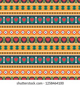 Seamless vector decorative ethnic pattern with romantic ornaments. Background for printing on paper, wallpaper, covers, textiles, fabrics, for decoration, decoupage, scrapbooking and other 