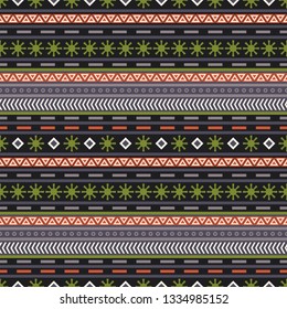 Seamless vector decorative ethnic pattern with geometric ornaments. Background for printing on paper, wallpaper, covers, textiles, fabrics, for decoration, decoupage, scrapbooking and other 