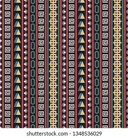 Seamless vector decorative ethnic pattern with geometric ornaments. Background for printing on paper, wallpaper, covers, textiles, fabrics, for decoration, decoupage, scrapbooking and other 