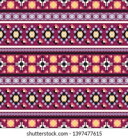 Seamless vector decorative ethnic pattern with geometric ornaments. Background for printing on paper, wallpaper, covers, textiles, fabrics, for decoration, decoupage, scrapbooking and other 