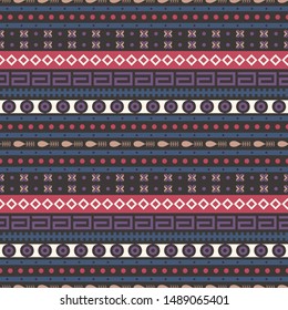 Seamless vector decorative ethnic pattern with geometric ornaments. Background for printing on paper, wallpaper, covers, textiles, fabrics, for decoration, decoupage, scrapbooking and other 