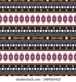Seamless vector decorative ethnic pattern with geometric ornaments. Background for printing on paper, wallpaper, covers, textiles, fabrics, for decoration, decoupage, scrapbooking and other 