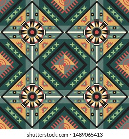 Seamless vector decorative ethnic pattern with geometric ornaments. Background for printing on paper, wallpaper, covers, textiles, fabrics, for decoration, decoupage, scrapbooking and other 