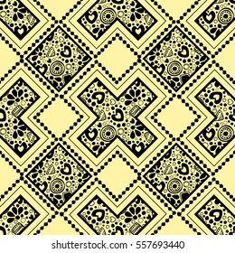 Seamless vector decorative hand drawn pattern. ethnic endless background with ornamental decorative elements with traditional etnic motives, tribal geometric figures