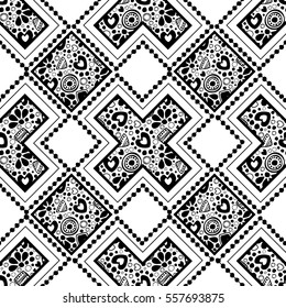Seamless vector decorative hand drawn pattern. ethnic endless background with ornamental decorative elements with traditional etnic motives, tribal geometric figures..