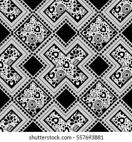 Seamless vector decorative hand drawn pattern. ethnic endless background with ornamental decorative elements with traditional etnic motives, tribal geometric figures..