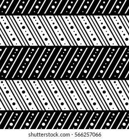 Seamless vector decorative hand drawn pattern. ethnic endless background with ornamental decorative elements with traditional etnic motives, tribal geometric figures. Print for wrapping, background.