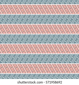 Seamless vector decorative hand drawn pattern. ethnic endless background with ornamental decorative elements with traditional etnic motives, tribal geometric figures. Print for wrapping, background