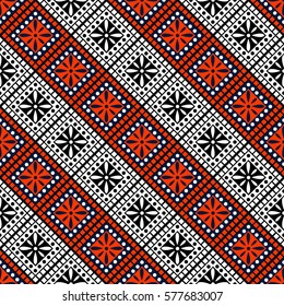 Seamless vector decorative hand drawn pattern. ethnic endless background with ornamental decorative elements with traditional etnic motives, tribal geometric figures. Print for wrapping, background.