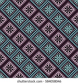 Seamless vector decorative hand drawn pattern. ethnic endless background with ornamental decorative elements with traditional etnic motives, tribal geometric figures. Print for wrapping, background.