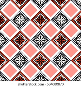 Seamless vector decorative hand drawn pattern. ethnic endless background with ornamental decorative elements with traditional etnic motives, tribal geometric figures. Print for wrapping, background.