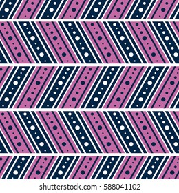 Seamless vector decorative hand drawn pattern. ethnic endless background with ornamental decorative elements with traditional etnic motives, tribal geometric figures. Print for wrapping, background.