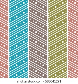 Seamless vector decorative hand drawn pattern. ethnic endless background with ornamental decorative elements with traditional etnic motives, tribal geometric figures. Print for wrapping, background.