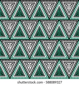 Seamless vector decorative hand drawn pattern. ethnic endless background with ornamental decorative elements with traditional etnic motives, tribal geometric figures. Print for wrapping, background.