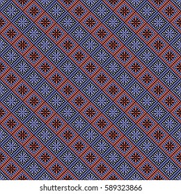 Seamless vector decorative hand drawn pattern. ethnic endless background with ornamental decorative elements with traditional etnic motives, tribal geometric figures. Print for wrapping, background