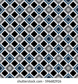 Seamless vector decorative hand drawn pattern. ethnic endless background with ornamental decorative elements with traditional etnic motives, tribal geometric figures. Print for wrapping, background