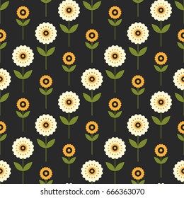 Seamless vector decorative pattern. Beige and orange flowers. Background for printing, design, covers, stationery, textiles, decoupage, scrapbooking, decor and other
