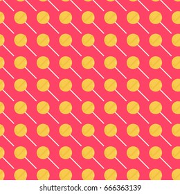 Seamless vector decorative pattern. Bright yellow candy on a pink background. Image for printing, covers, textiles, design, scrapbooking, decoupage, stationery and other