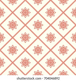 Seamless vector decorative pattern for design, decoration, printing, textiles and other. Abstract brown ornament on a light background with rhombuses